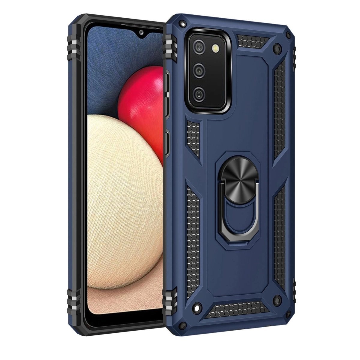 Samsung Galaxy A02s Kılıf Sofya Yüzüklü Silikon Kapak - Lacivert