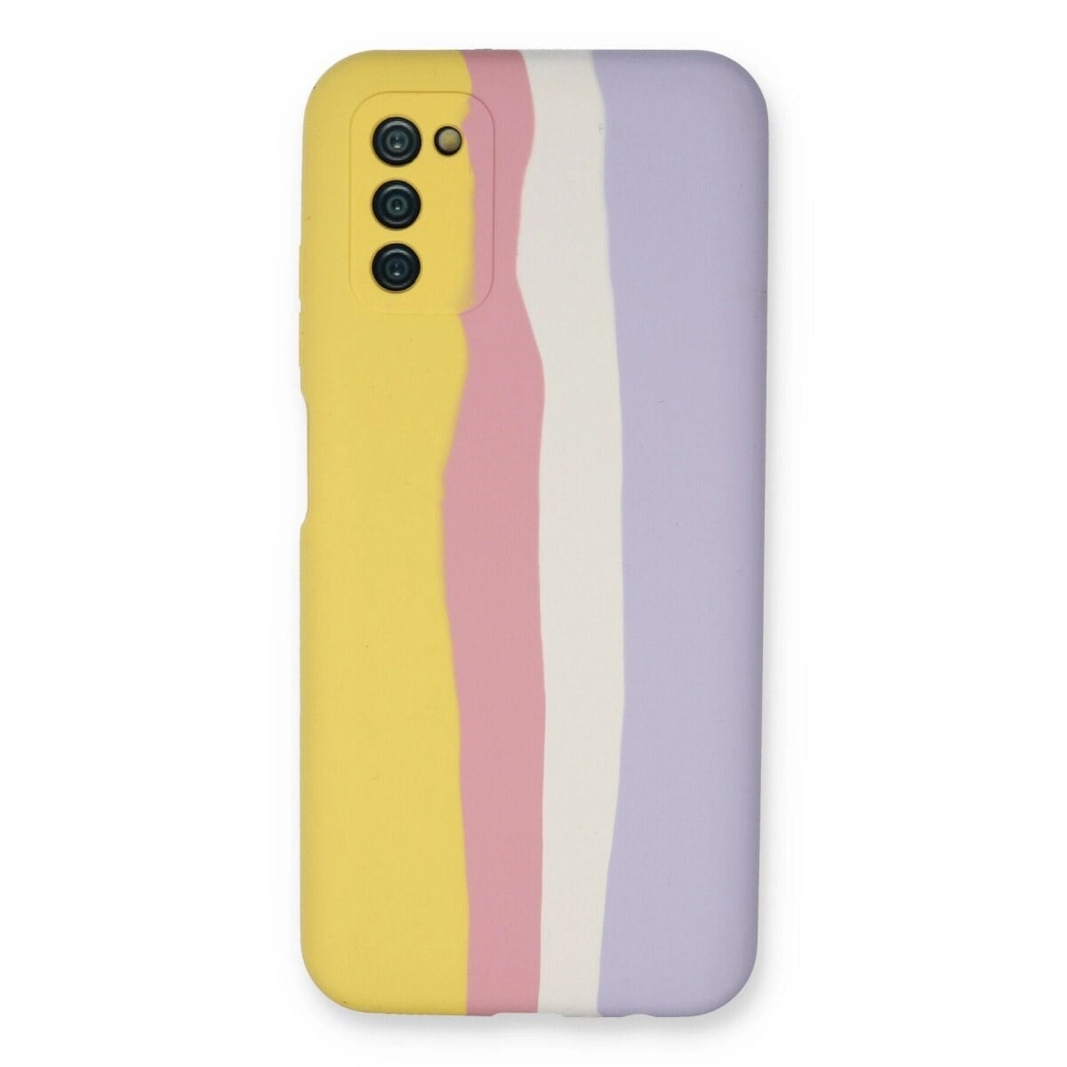 Samsung Galaxy A03s Kılıf Ebruli Lansman Silikon - Sarı-mavi