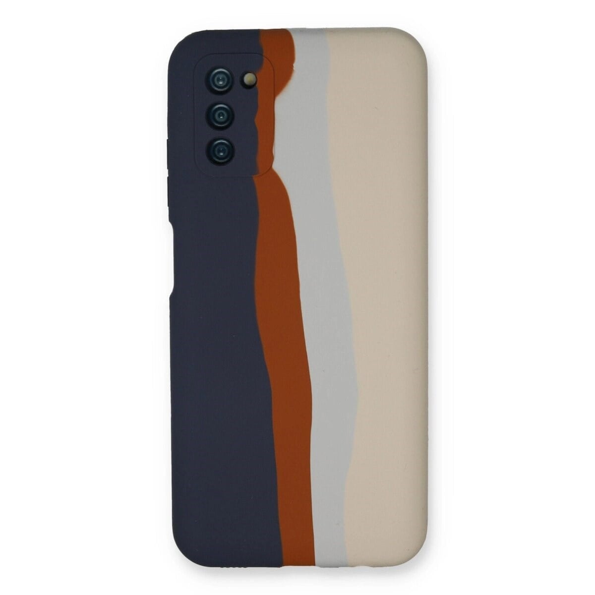 Samsung Galaxy A03s Kılıf Ebruli Lansman Silikon - Lacivert-krem