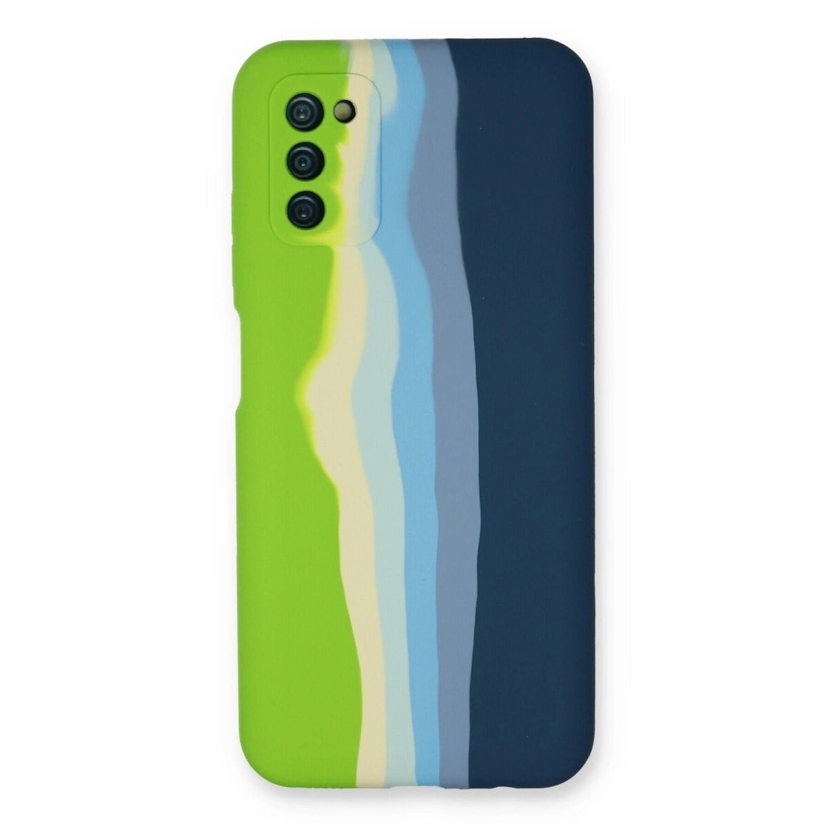 Samsung Galaxy A03s Kılıf Ebruli Lansman Silikon - Yeşil-koyu Yeşil