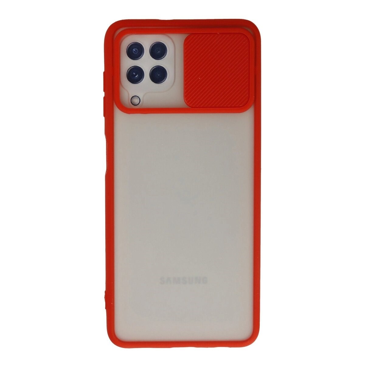 Samsung Galaxy A22 Kılıf Palm Buzlu Kamera Sürgülü Silikon - Kırmızı