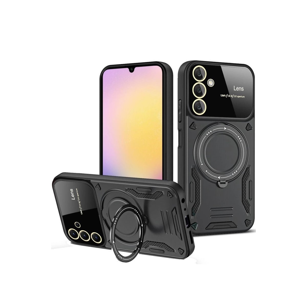 Samsung Galaxy A35 5g Kılıf Joy Lens Standlı Kapak - Siyah