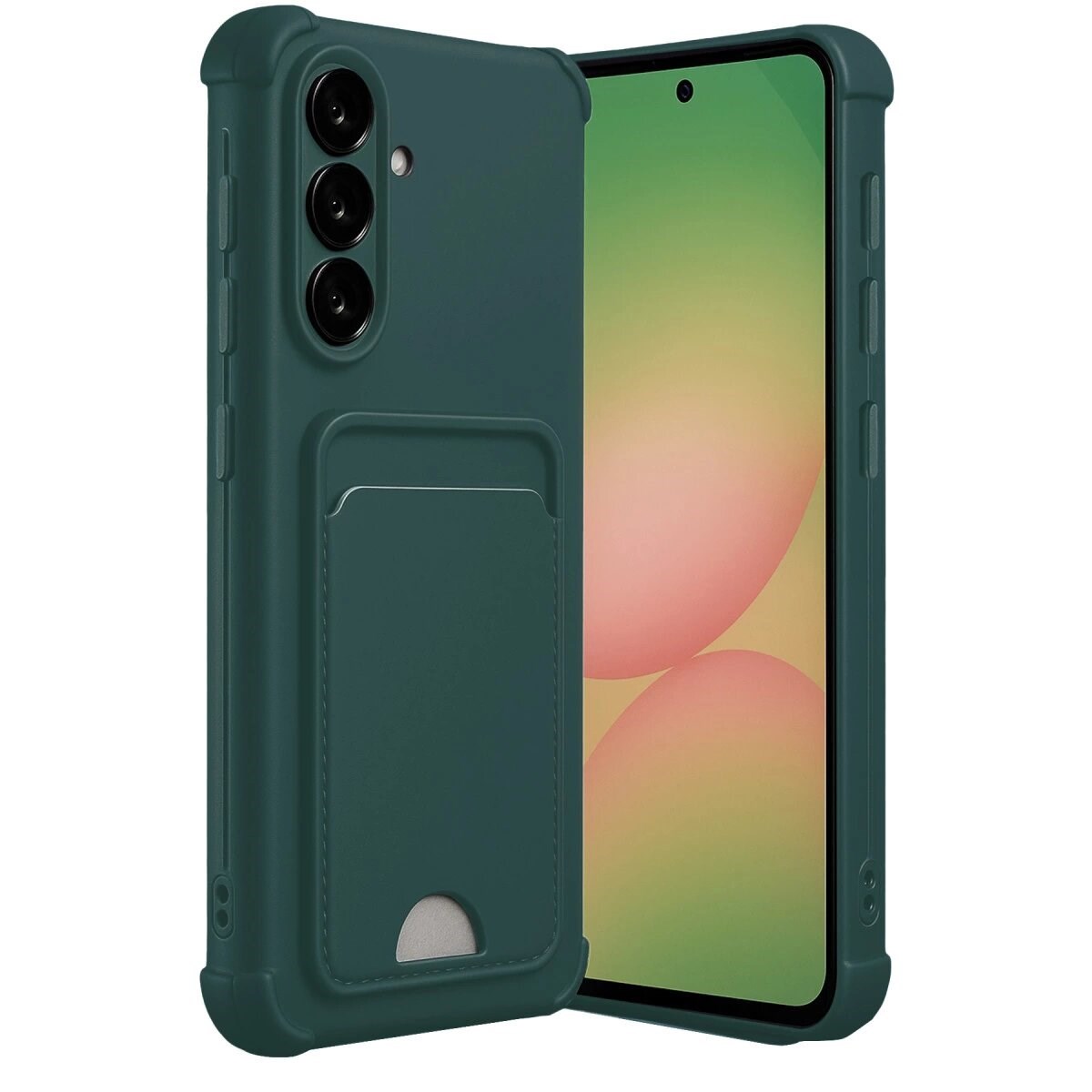 Samsung Galaxy A36 Kılıf Kelvin Kartvizitli Silikon - Koyu Yeşil