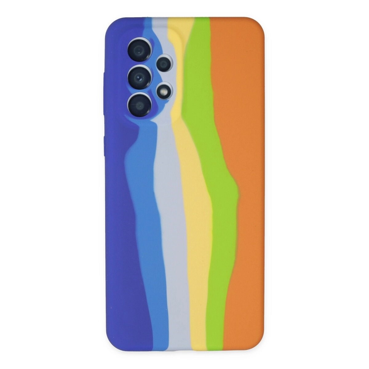 Samsung Galaxy A53 5g Kılıf Ebruli Lansman Silikon - Mavi-turuncu