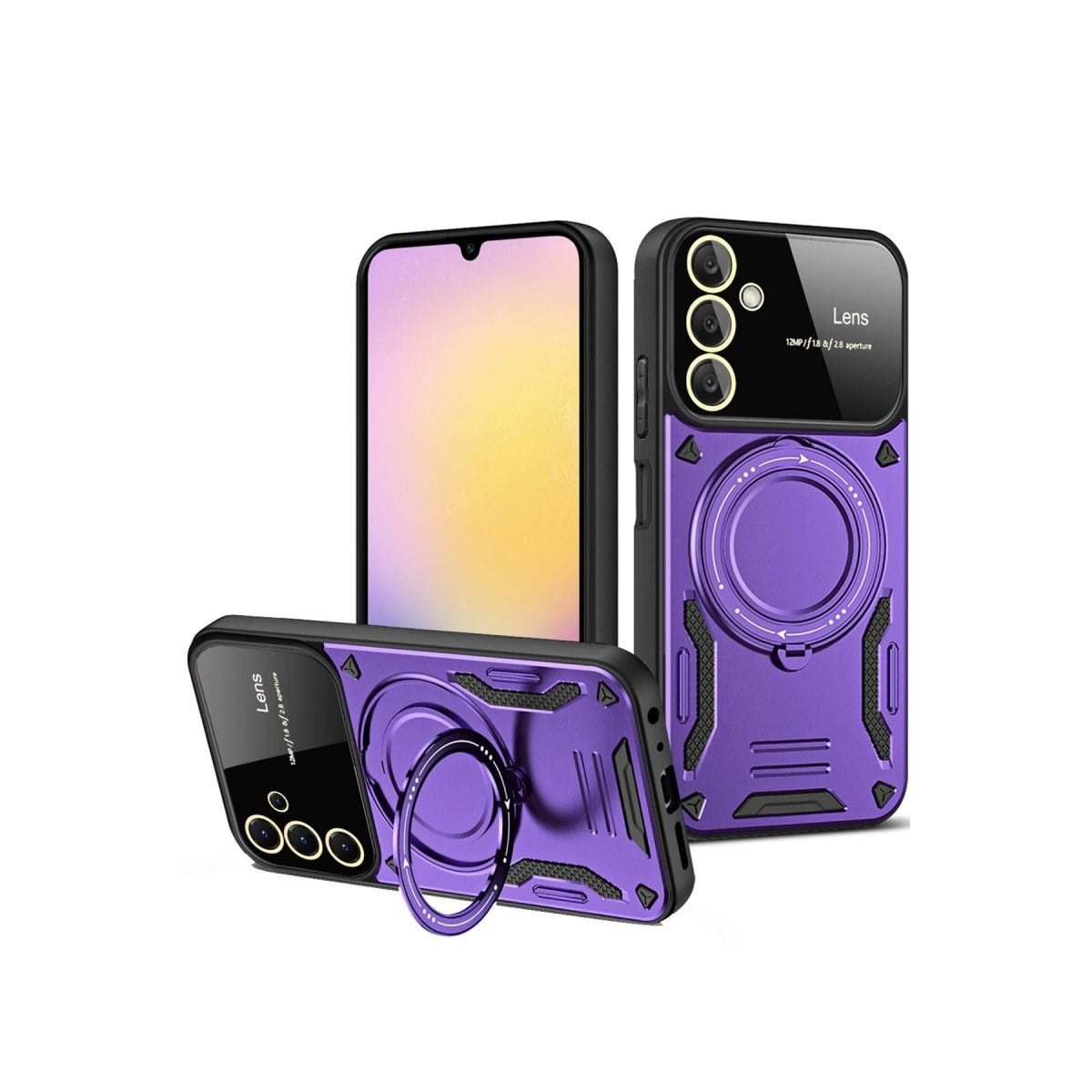 Samsung Galaxy A55 5g Kılıf Joy Lens Standlı Kapak - Mor