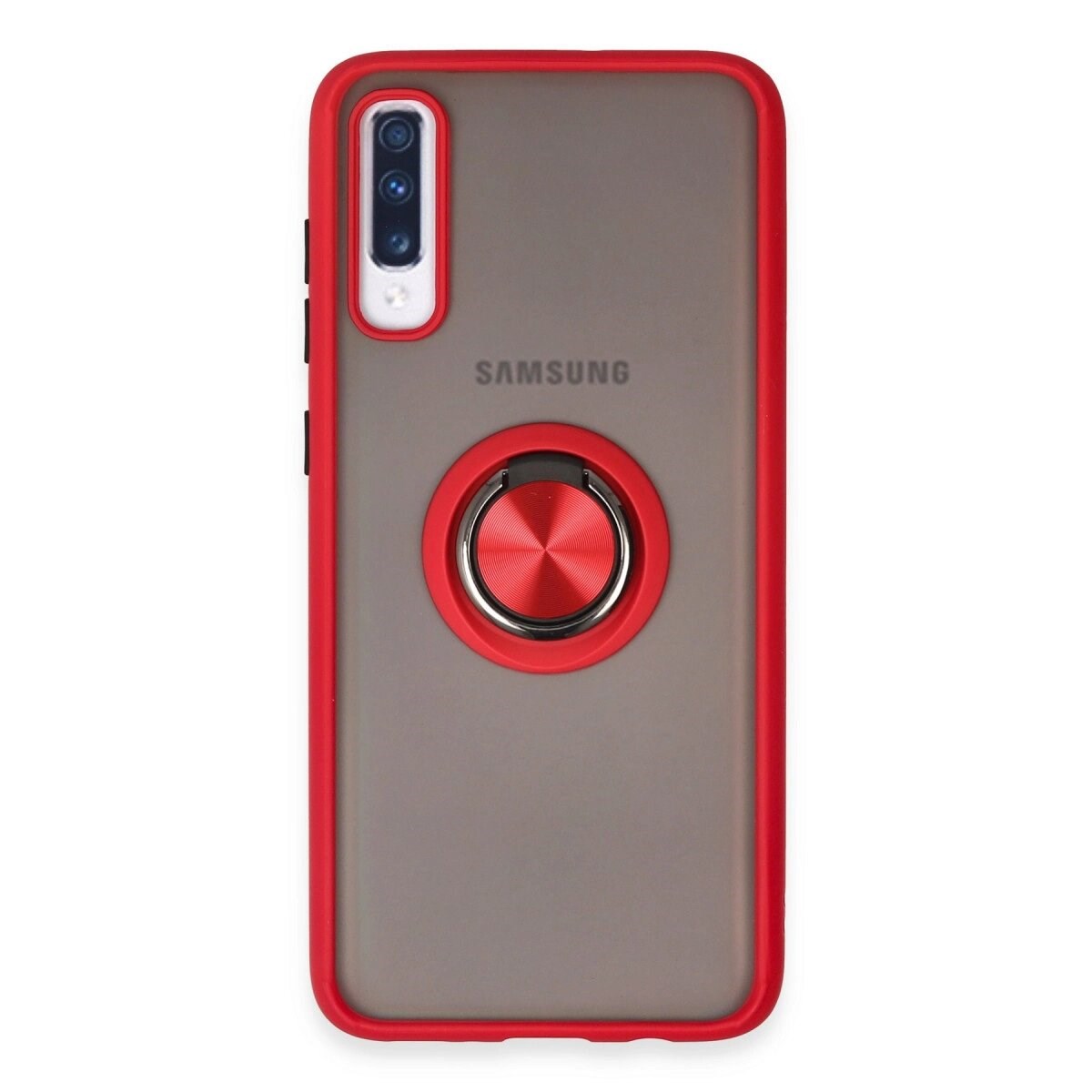 Samsung Galaxy A70 Kılıf Montreal Yüzüklü Silikon Kapak - Kırmızı