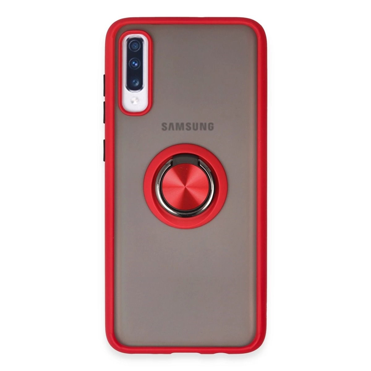 Samsung Galaxy A70 Kılıf Montreal Yüzüklü Silikon Kapak - Kırmızı