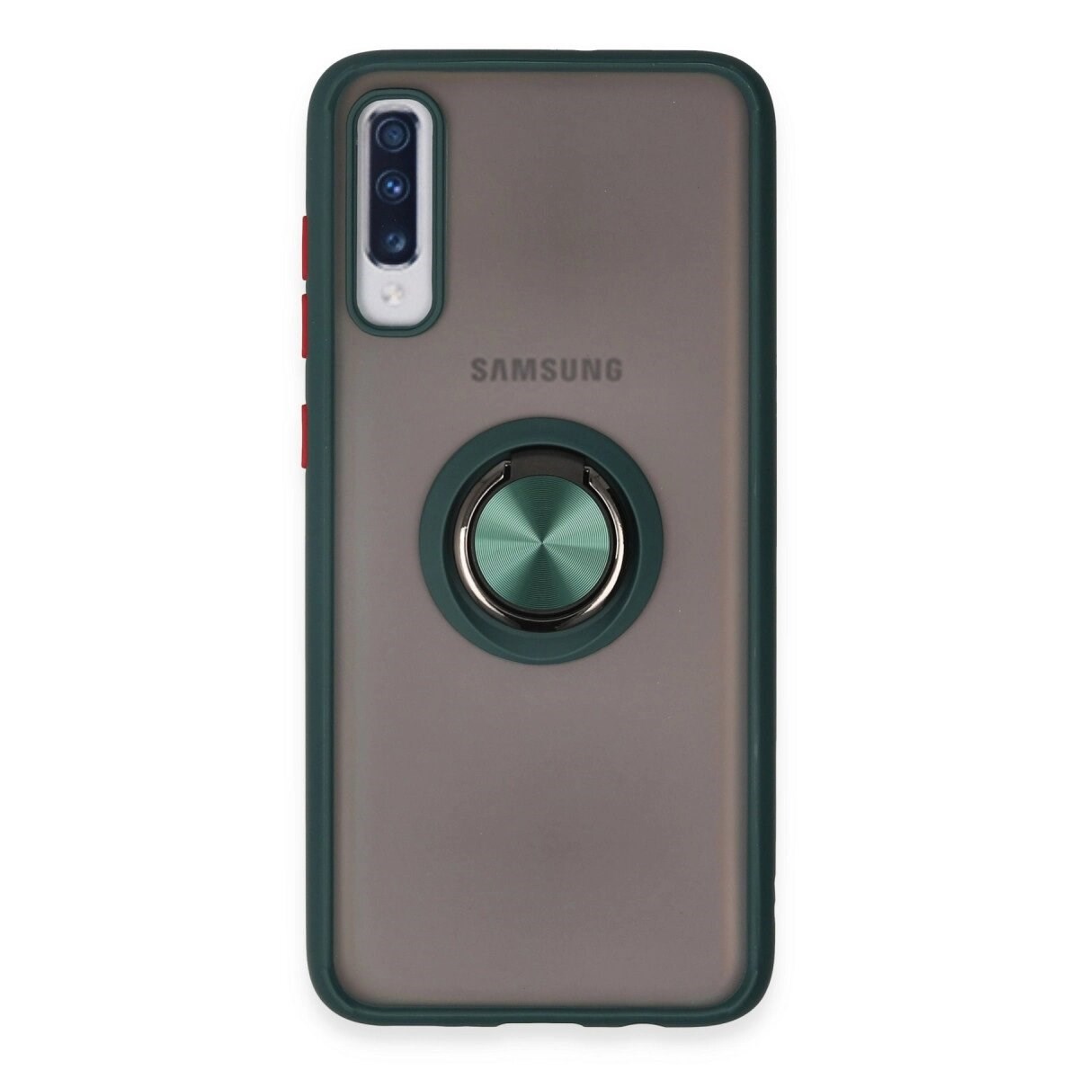 Samsung Galaxy A70 Kılıf Montreal Yüzüklü Silikon Kapak - Yeşil