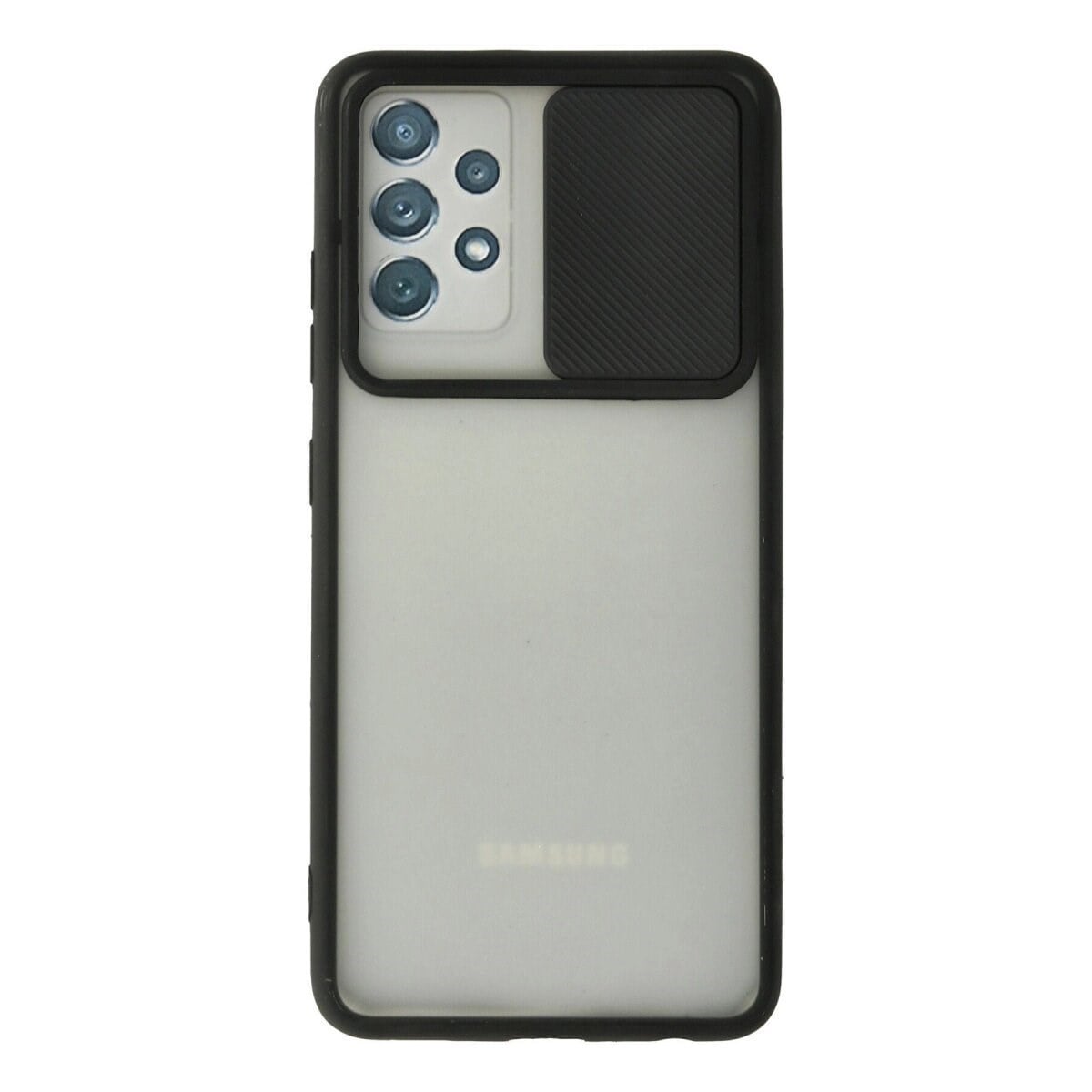 Samsung Galaxy A72 Kılıf Palm Buzlu Kamera Sürgülü Silikon - Siyah