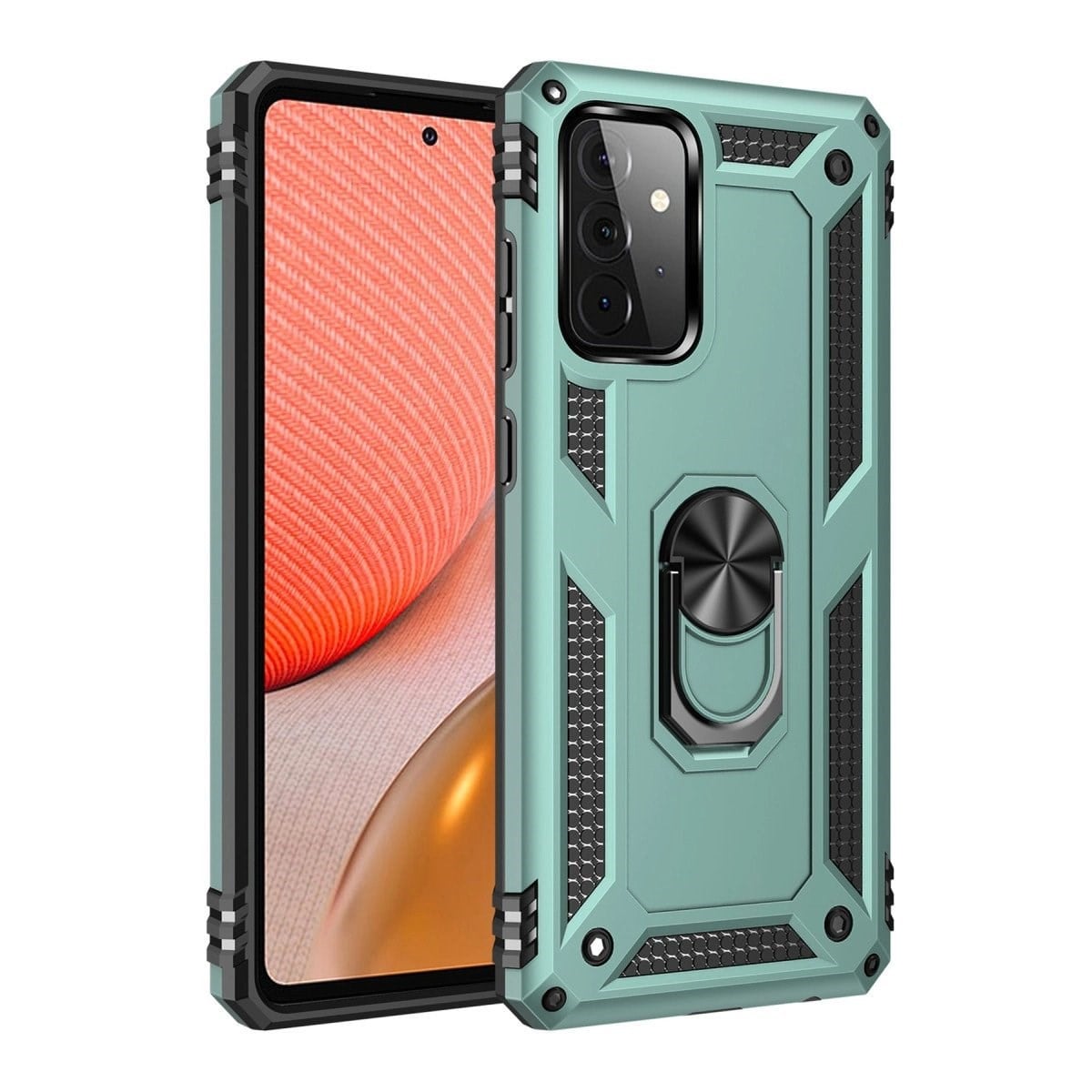 Samsung Galaxy A72 Kılıf Sofya Yüzüklü Silikon Kapak - Kırmızı