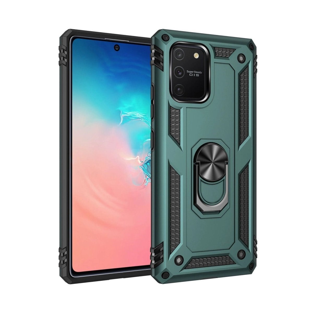 Samsung Galaxy A91 / S10 Lite Kılıf Sofya Yüzüklü Silikon Kapak - Yeşil