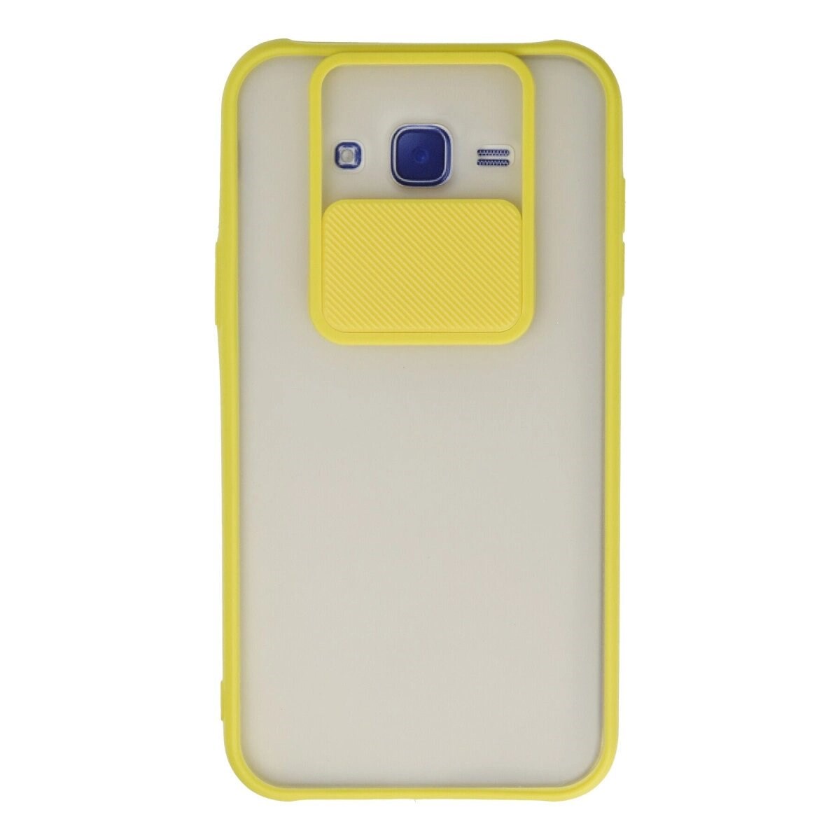 Samsung Galaxy J7 Kılıf Palm Buzlu Kamera Sürgülü Silikon - Sarı