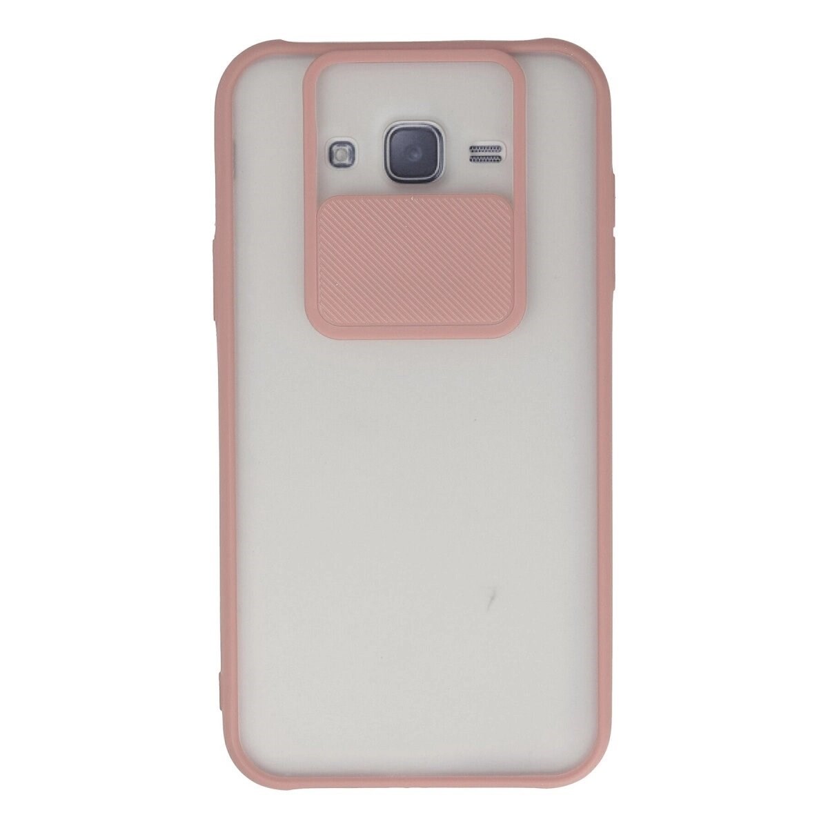 Samsung Galaxy J7 Kılıf Palm Buzlu Kamera Sürgülü Silikon - Pembe