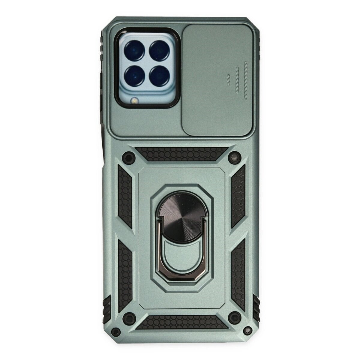 Samsung Galaxy M33 Kılıf Pars Lens Yüzüklü Silikon - Yeşil