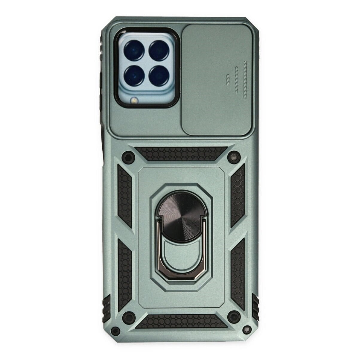 Samsung Galaxy M33 Kılıf Pars Lens Yüzüklü Silikon - Yeşil