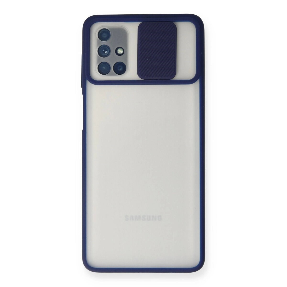 Samsung Galaxy M51 Kılıf Palm Buzlu Kamera Sürgülü Silikon - Lacivert