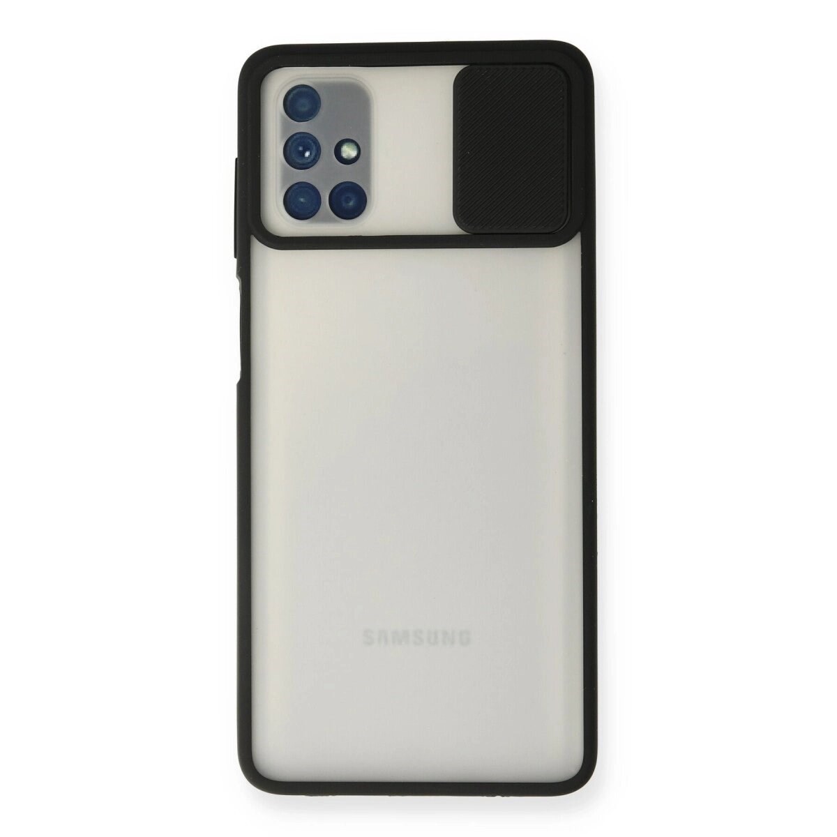 Samsung Galaxy M51 Kılıf Palm Buzlu Kamera Sürgülü Silikon - Siyah