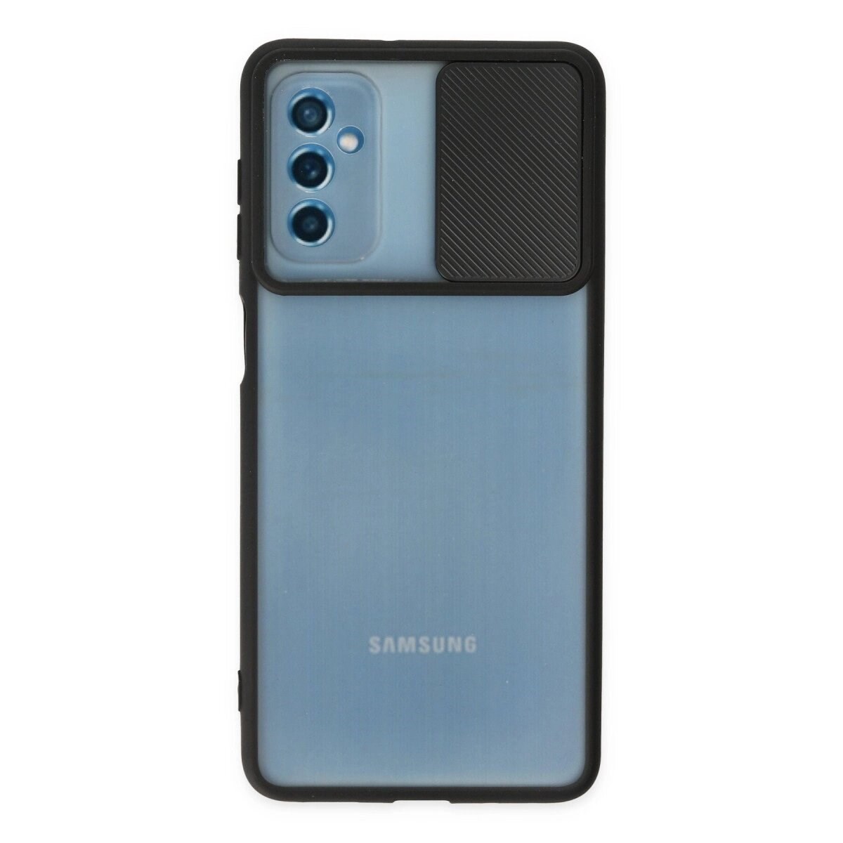 Samsung Galaxy M52 5g Kılıf Palm Buzlu Kamera Sürgülü Silikon - Siyah