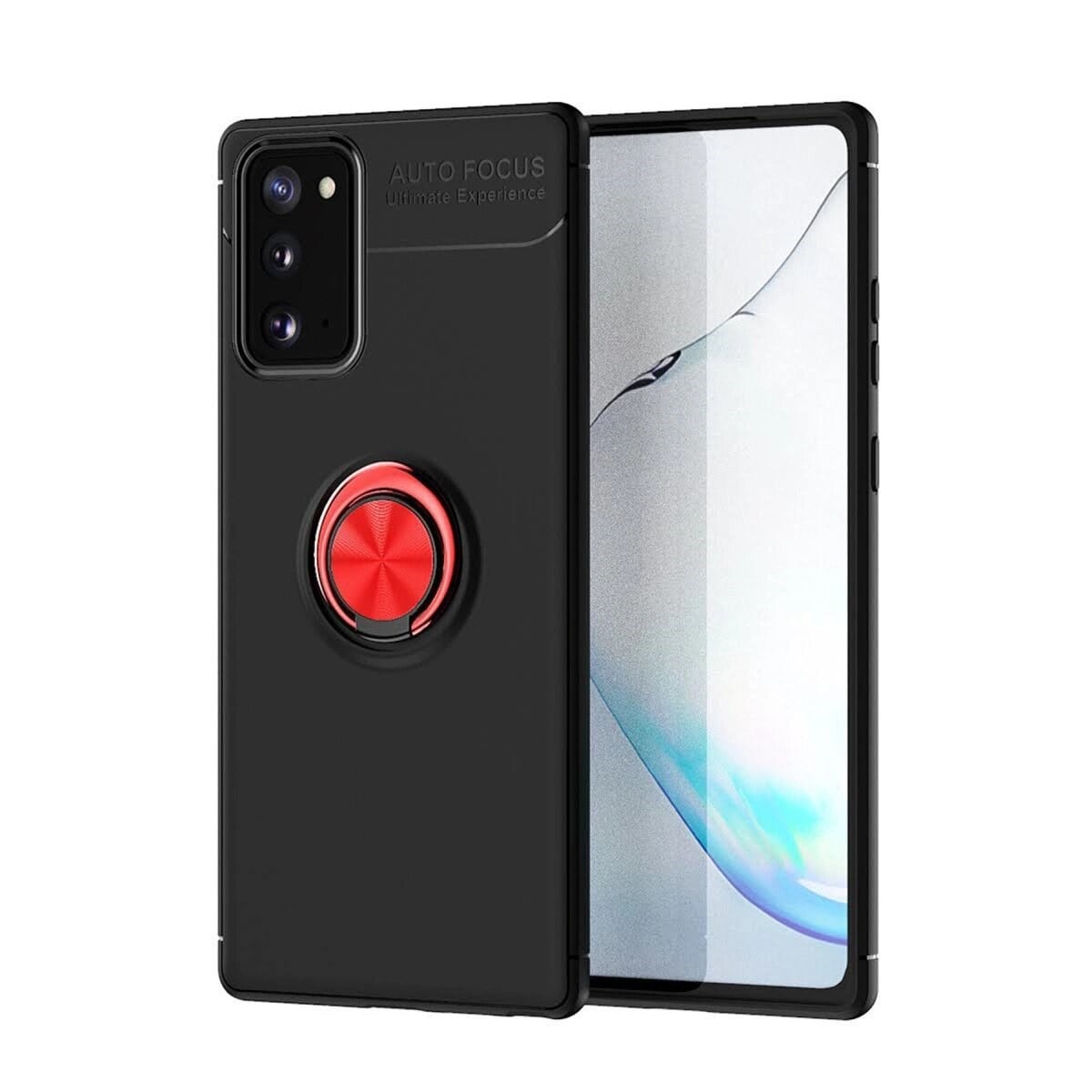 Samsung Galaxy Note 20 Kılıf Range Yüzüklü Silikon - Siyah-kırmızı