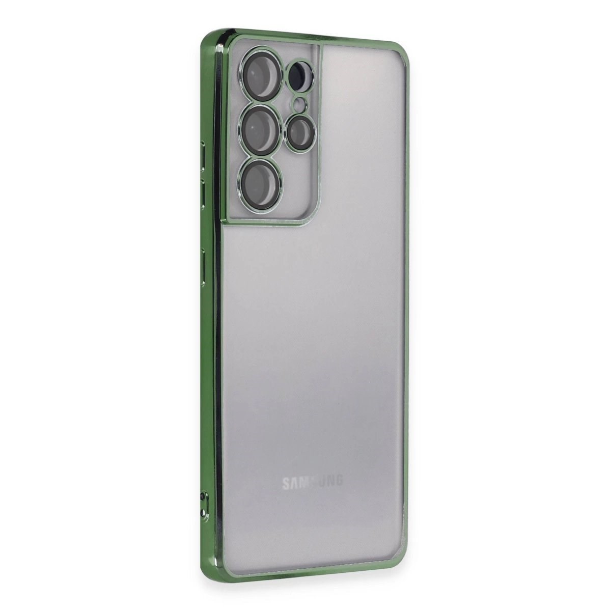 Samsung Galaxy S21 Ultra Kılıf Razer Lensli Silikon - Yeşil