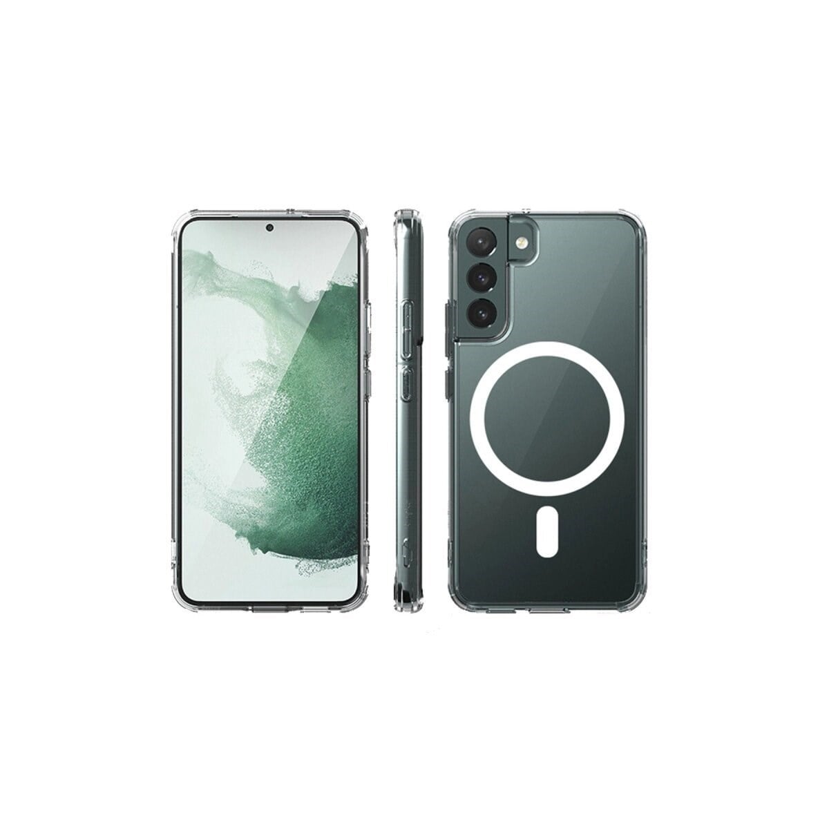 Samsung Galaxy S22 Kılıf Magneticsafe Şeffaf Silikon - Şeffaf