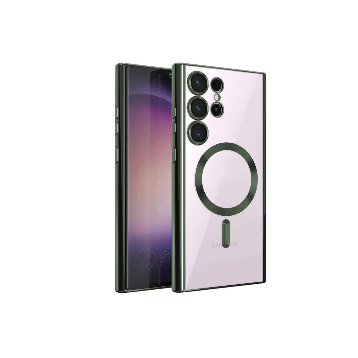 Samsung Galaxy S22 Ultra Kılıf Kross Magneticsafe Kapak - Koyu Yeşil