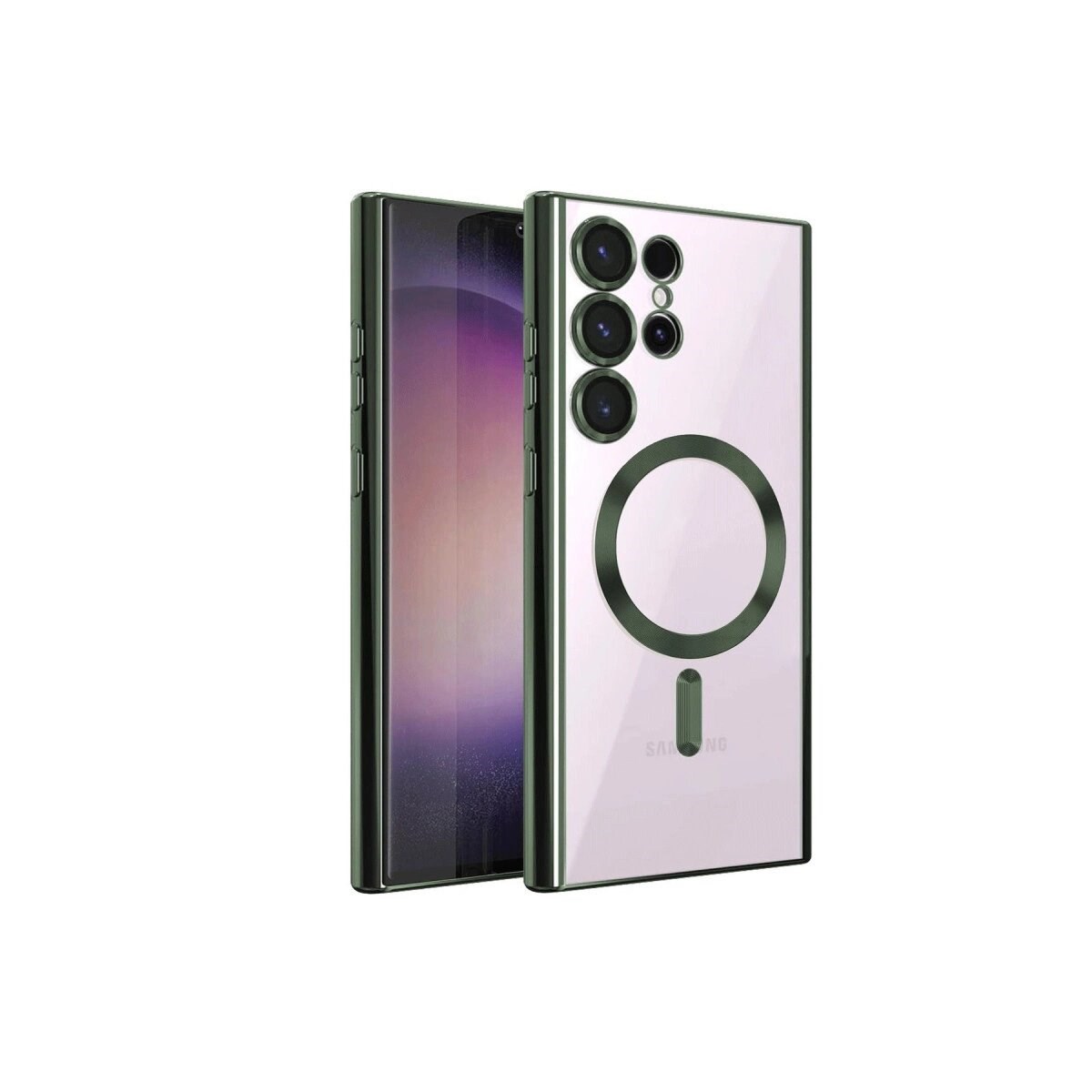 Samsung Galaxy S22 Ultra Kılıf Kross Magneticsafe Kapak - Koyu Yeşil