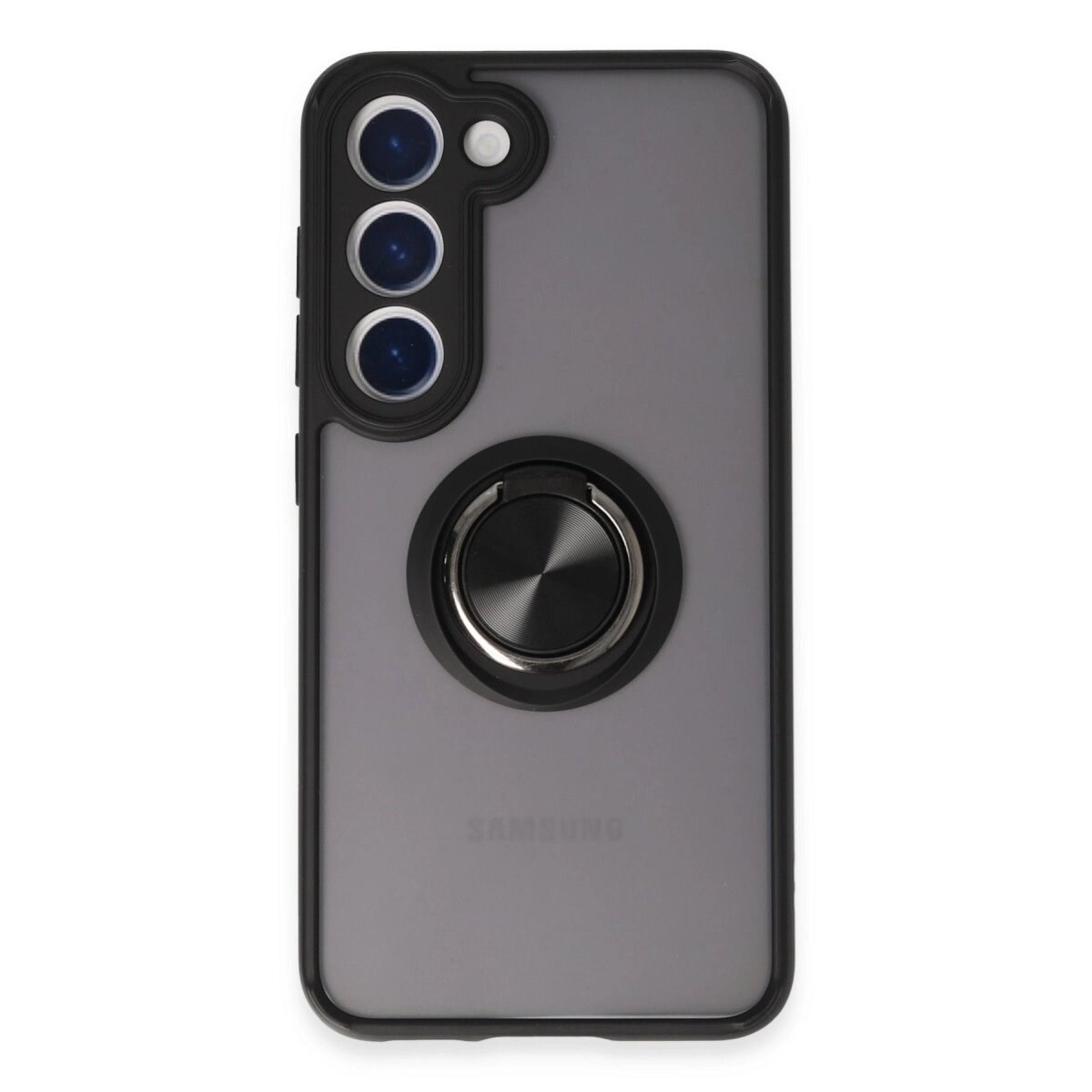 Samsung Galaxy S23 Kılıf Montreal Yüzüklü Silikon Kapak - Siyah