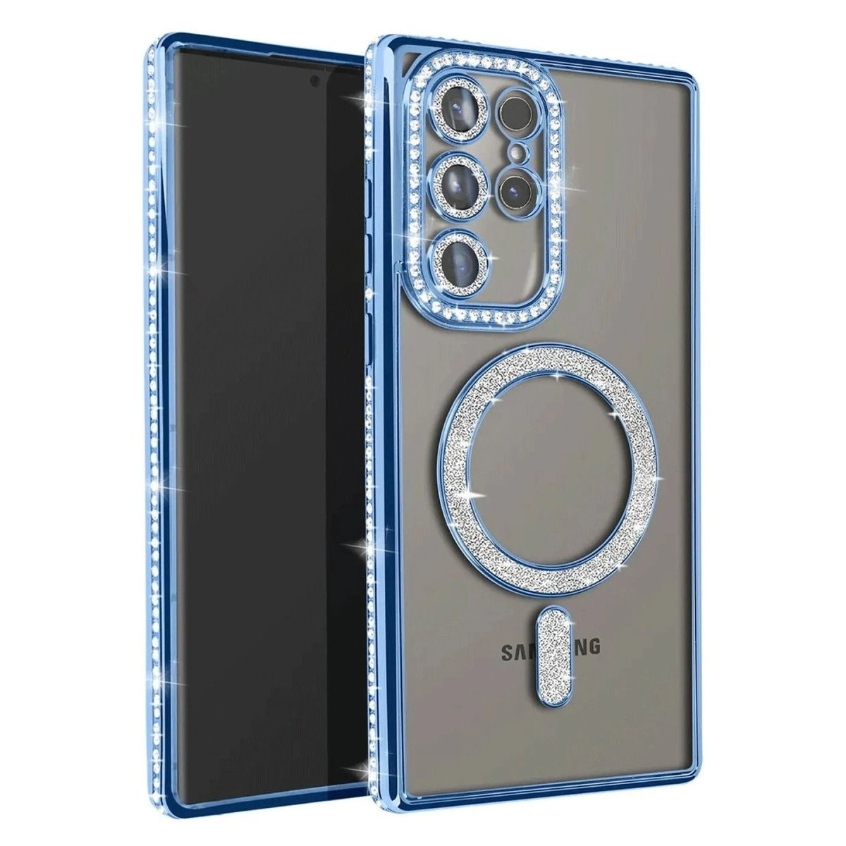 Samsung Galaxy S23 Ultra Joke Simli Magneticsafe Kılıf - Mavi