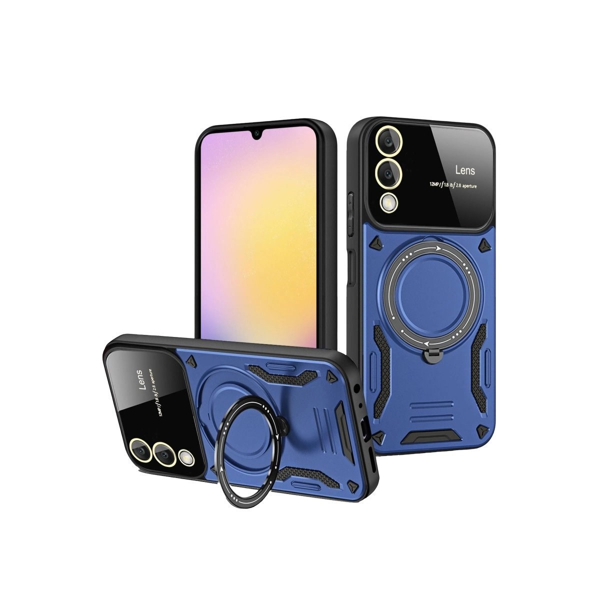Samsung Galaxy S25 Edge Kılıf Joy Lens Standlı Kapak - Lacivert