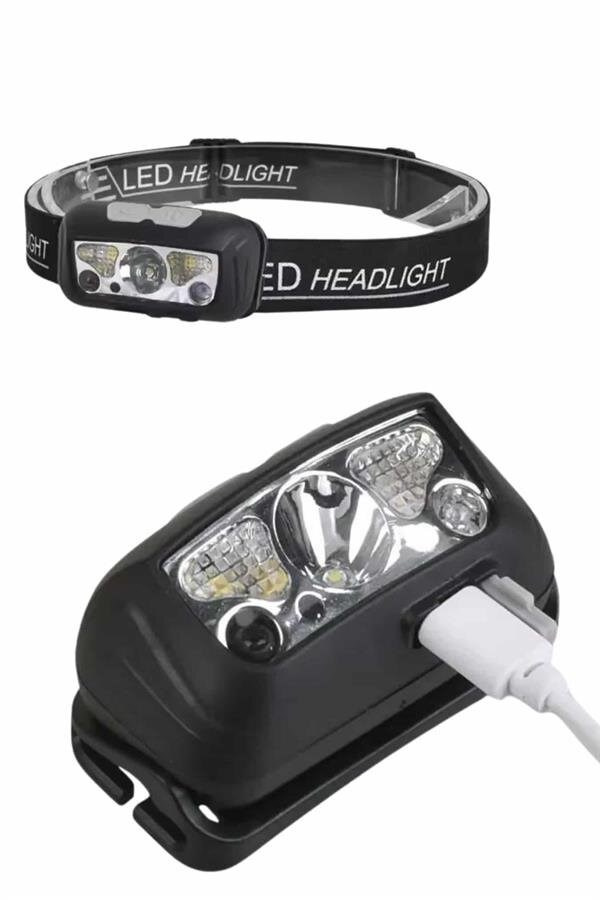 Sensörlü Şarjlı Type-c Şarj Işıklı Kafa Lambası Kamp Lambası