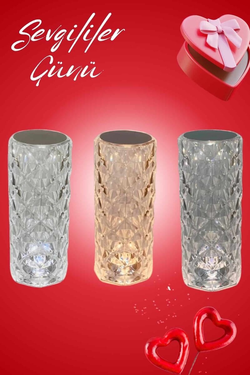 Sevgililer Günü İçin Hediye Kristal Lamba Sevgiliye Hediye USB Şarjlı Gece Lambası