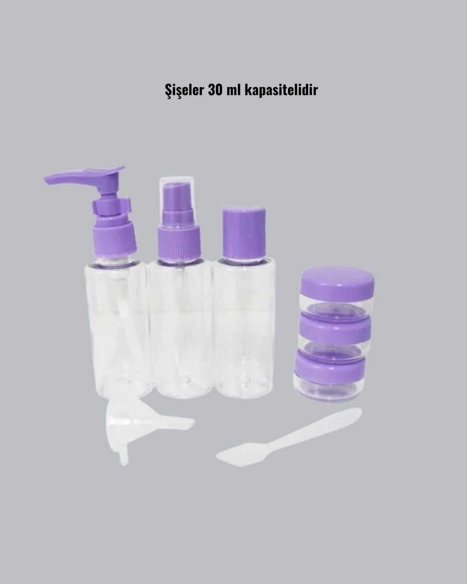 Seyahat Banyo Seti 5 Parça Şeffaf Taşıma Çantalı 30 ml