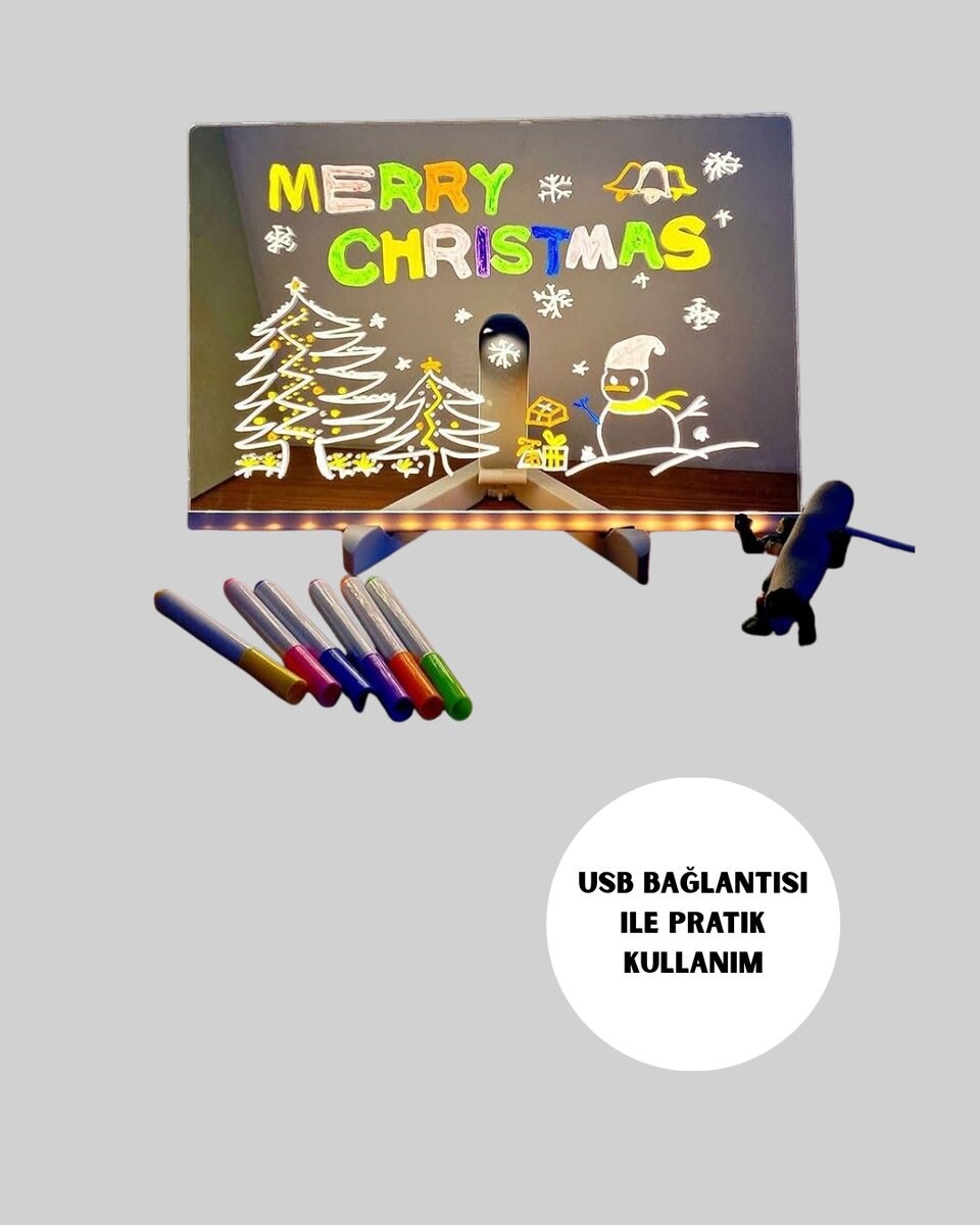 Silinebilir LED Mesaj Tahtası 7 Renkli Kalem Dahil