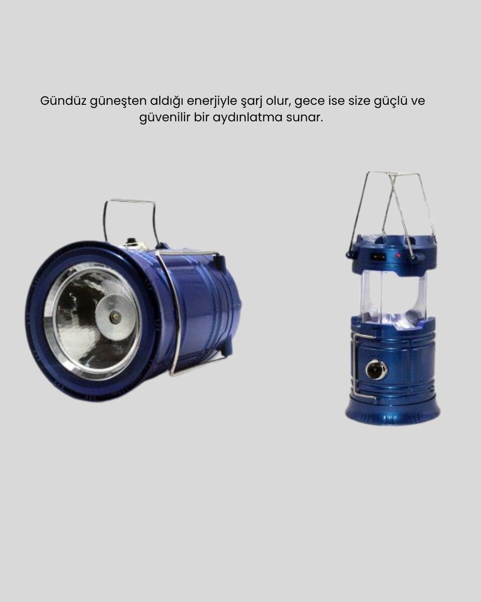 Solar Kamp Lambası Kızak Sistemli Şarjlı Taşınabilir Doğa Yürüyüşü Işığı