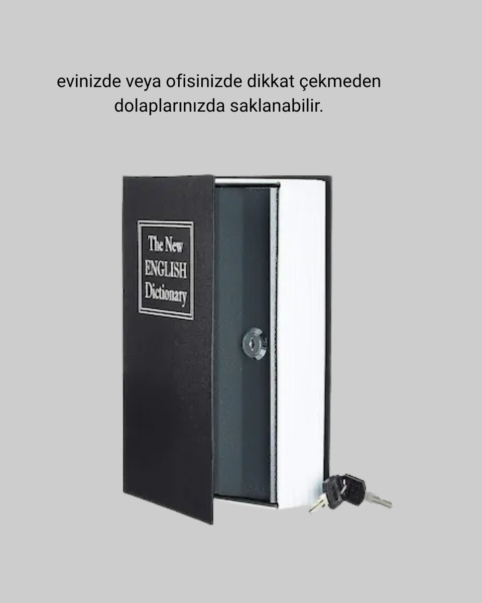 Sözlük Görünümlü Gizli Kitap Kasa – Anahtarlı Metal İç Kasa, Kompakt Boyut, Şık ve Güvenli Tasarım