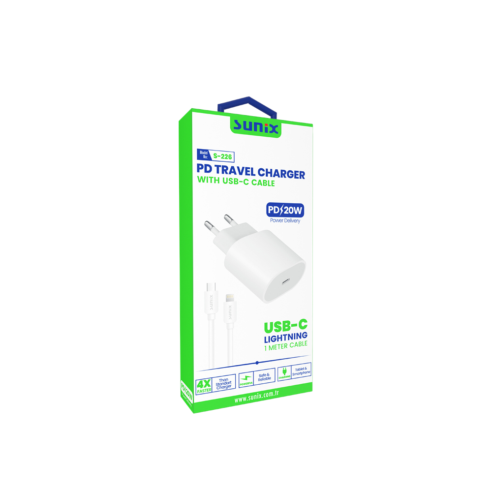 SUNİX TYPE-C TO İOS BAŞLIK VE KABLO 20W S-226