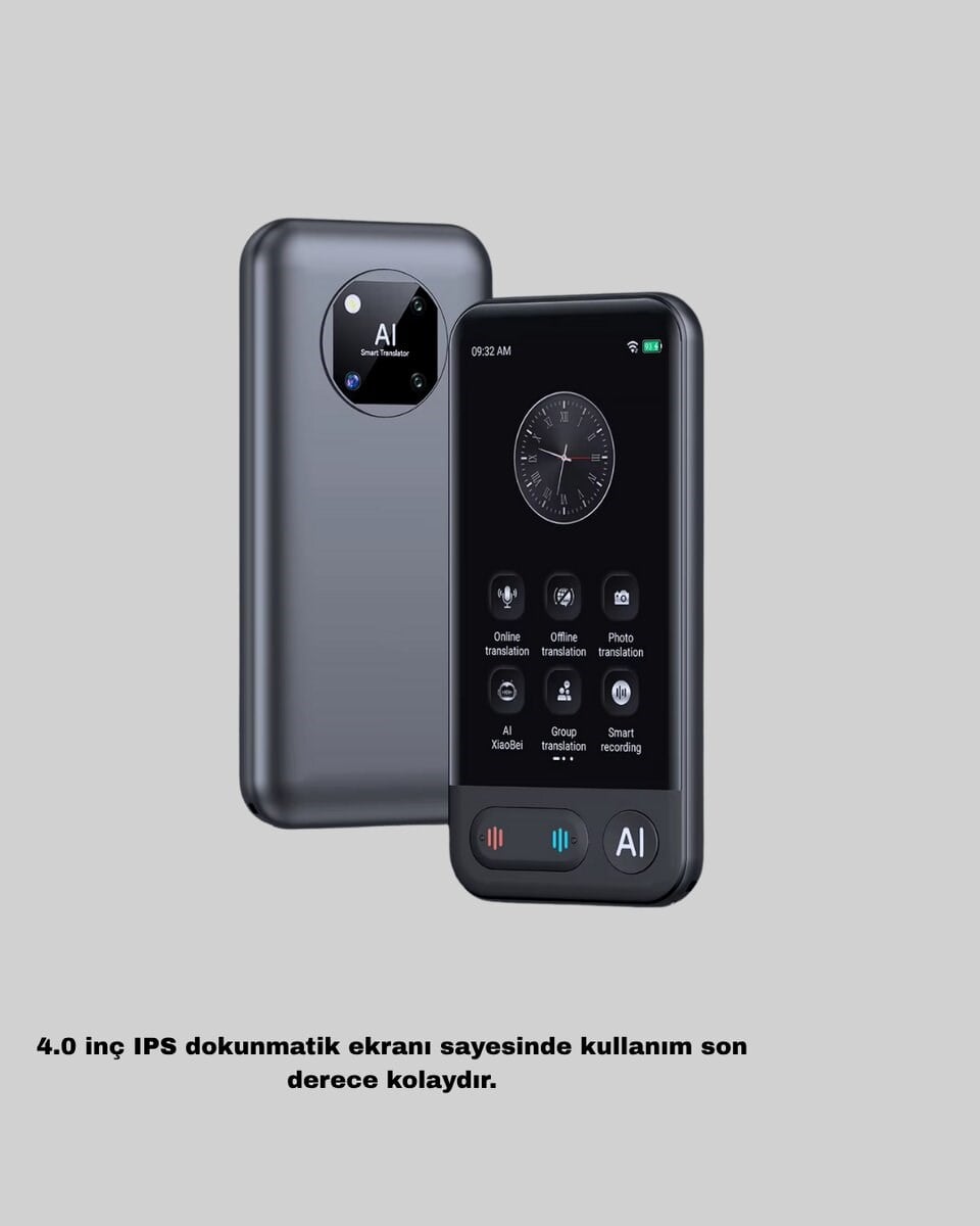 Taşınabilir Akıllı Sesli Çeviri Cihazı – 139 Dil Desteği, Dokunmatik Ekran