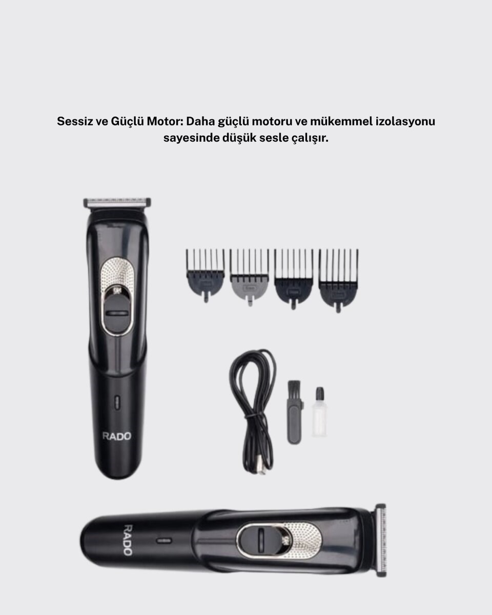 Taşınabilir Şarjlı Saç Sakal Tıraş Makinesi – 3 Taraklı, Sessiz ve Ergonomik