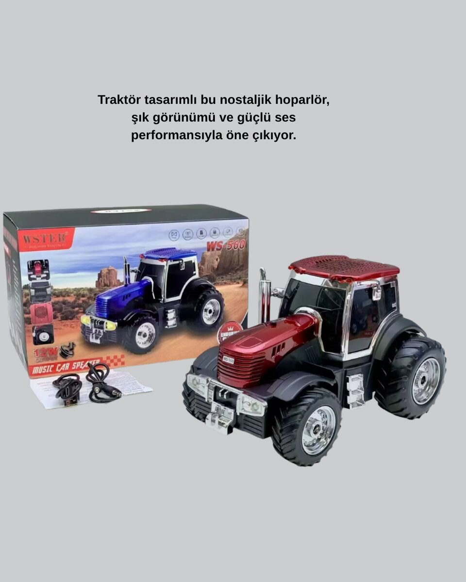 Traktör Tasarımlı Bluetooth Hoparlör 12W TWS Destekli Nostaljik Model