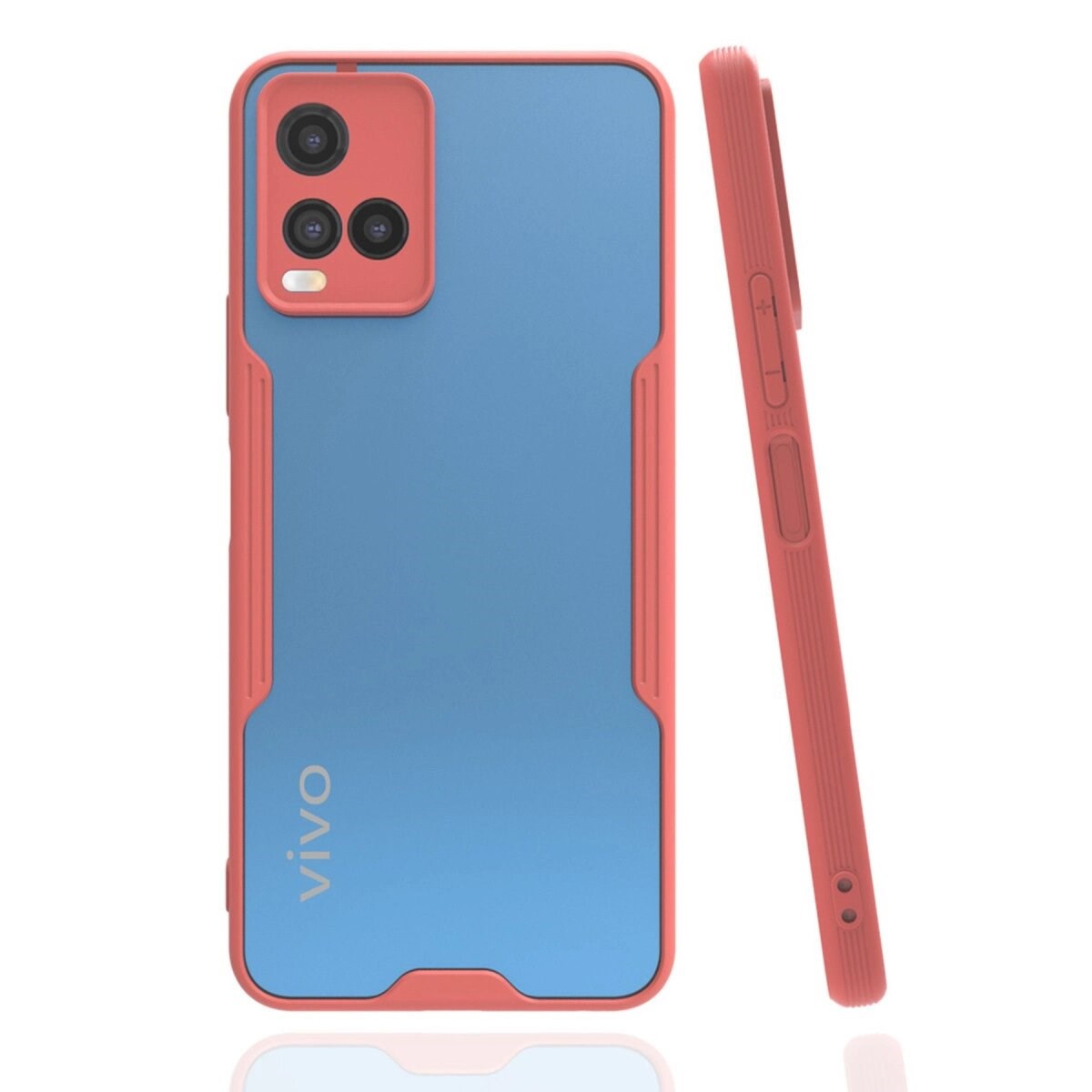 Vivo Y21s Kılıf Platin Silikon - Pembe
