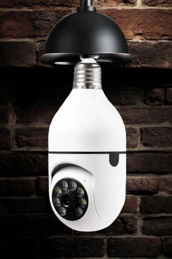 Wifi Kamera Duylu Ampul Görünümlü 360 Derece Dönebilen Ev Kamerası