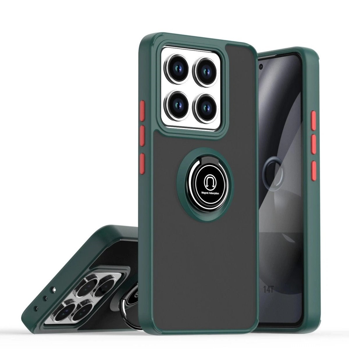 Xiaomi Mi 14t Pro Kılıf Montreal Yüzüklü Silikon Kapak - Yeşil