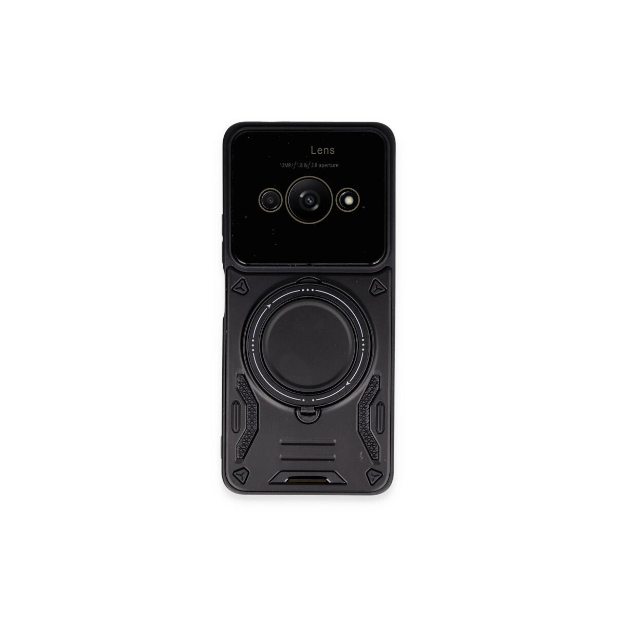 Xiaomi Poco C61 Kılıf Joy Lens Standlı Kapak - Siyah
