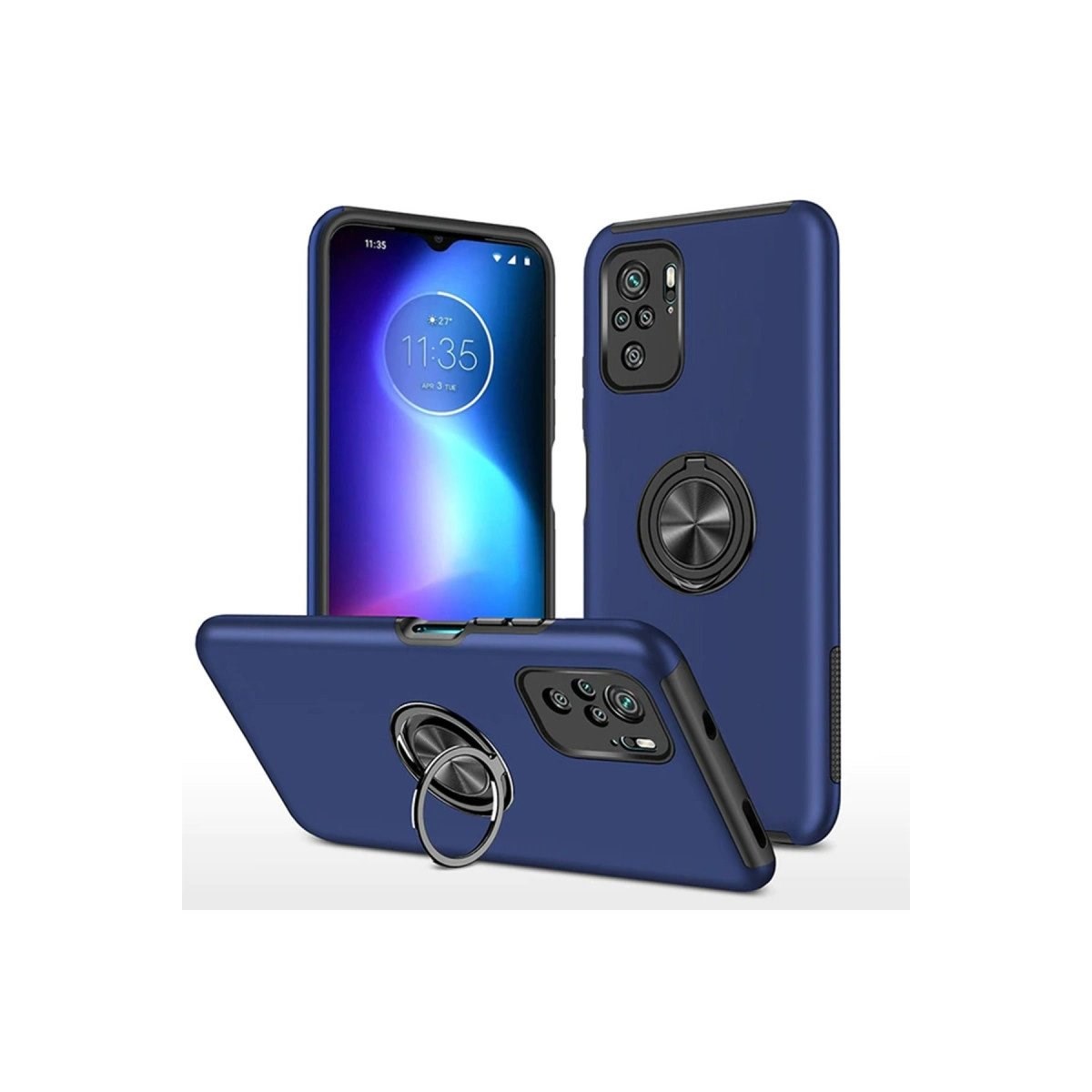 Xiaomi Poco F3 Kılıf Elit Yüzüklü Kapak - Lacivert