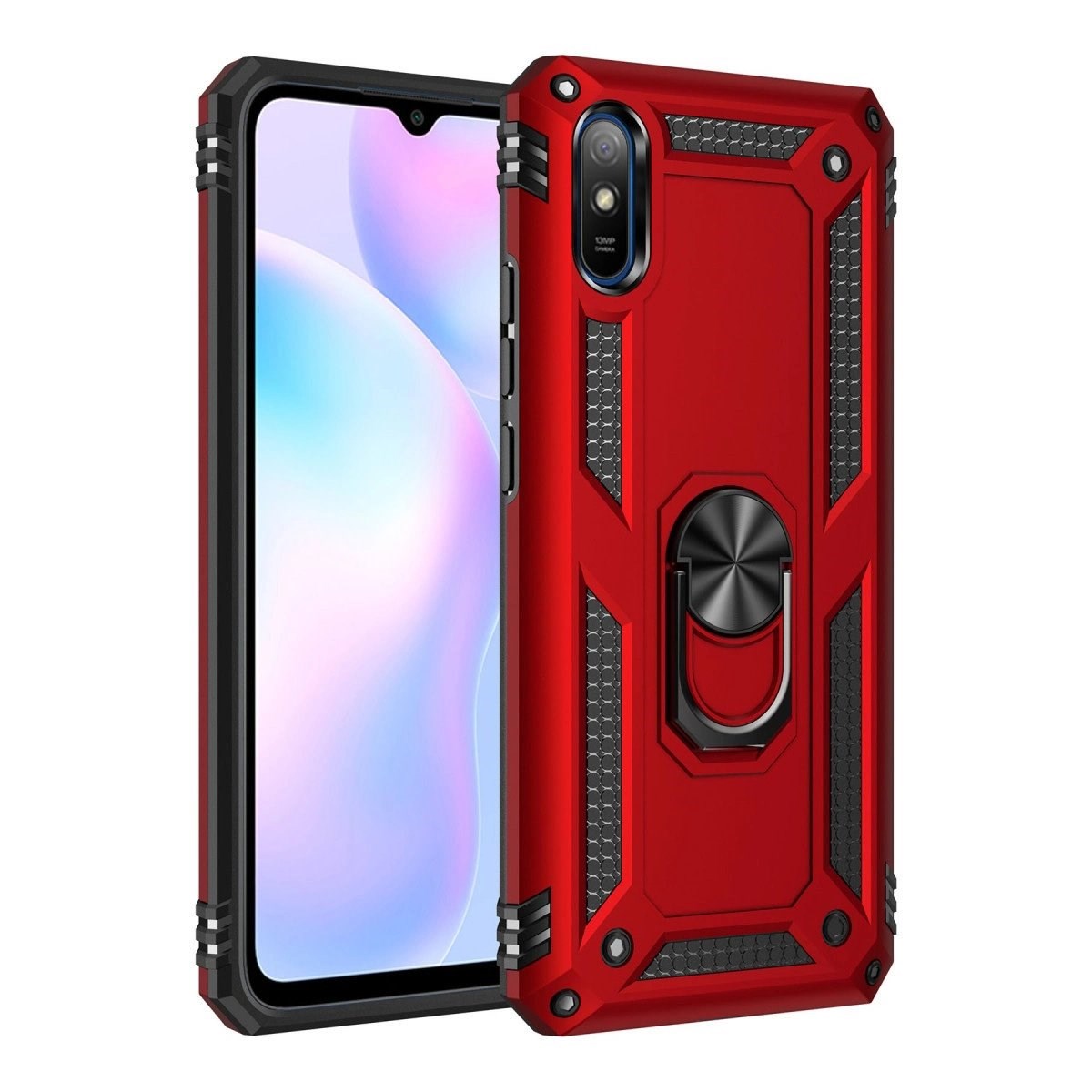 Xiaomi Redmi 9a Kılıf Sofya Yüzüklü Silikon Kapak - Kırmızı