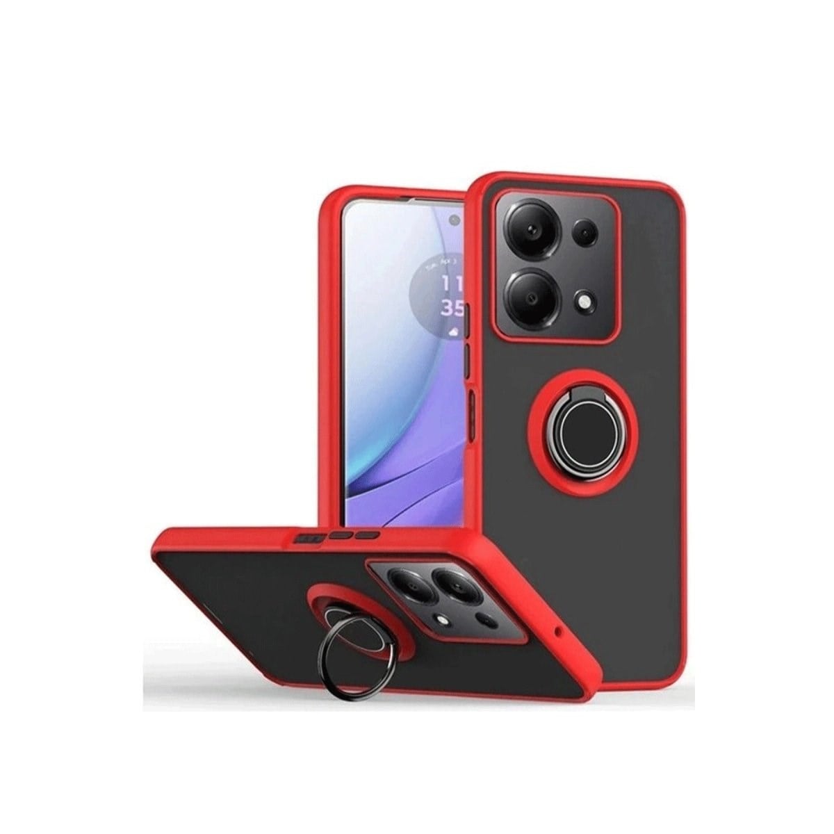 Xiaomi Redmi Note 13 Pro 4g Montreal Yüzüklü Silikon Kapak - Kırmızı