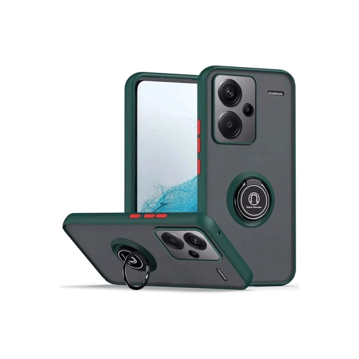 Xiaomi Redmi Note 13 Pro Plus Kılıf Montreal Yüzüklü Silikon Kapak - Yeşil