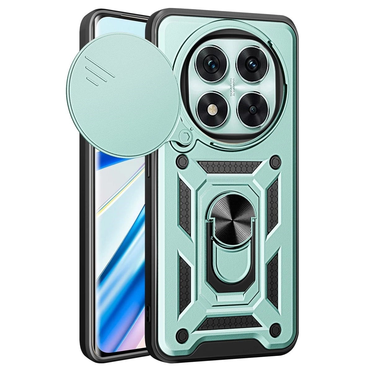 Xiaomi Redmi Note 14 Pro 4g Kılıf Pars Lens Yüzüklü Silikon - Yeşil