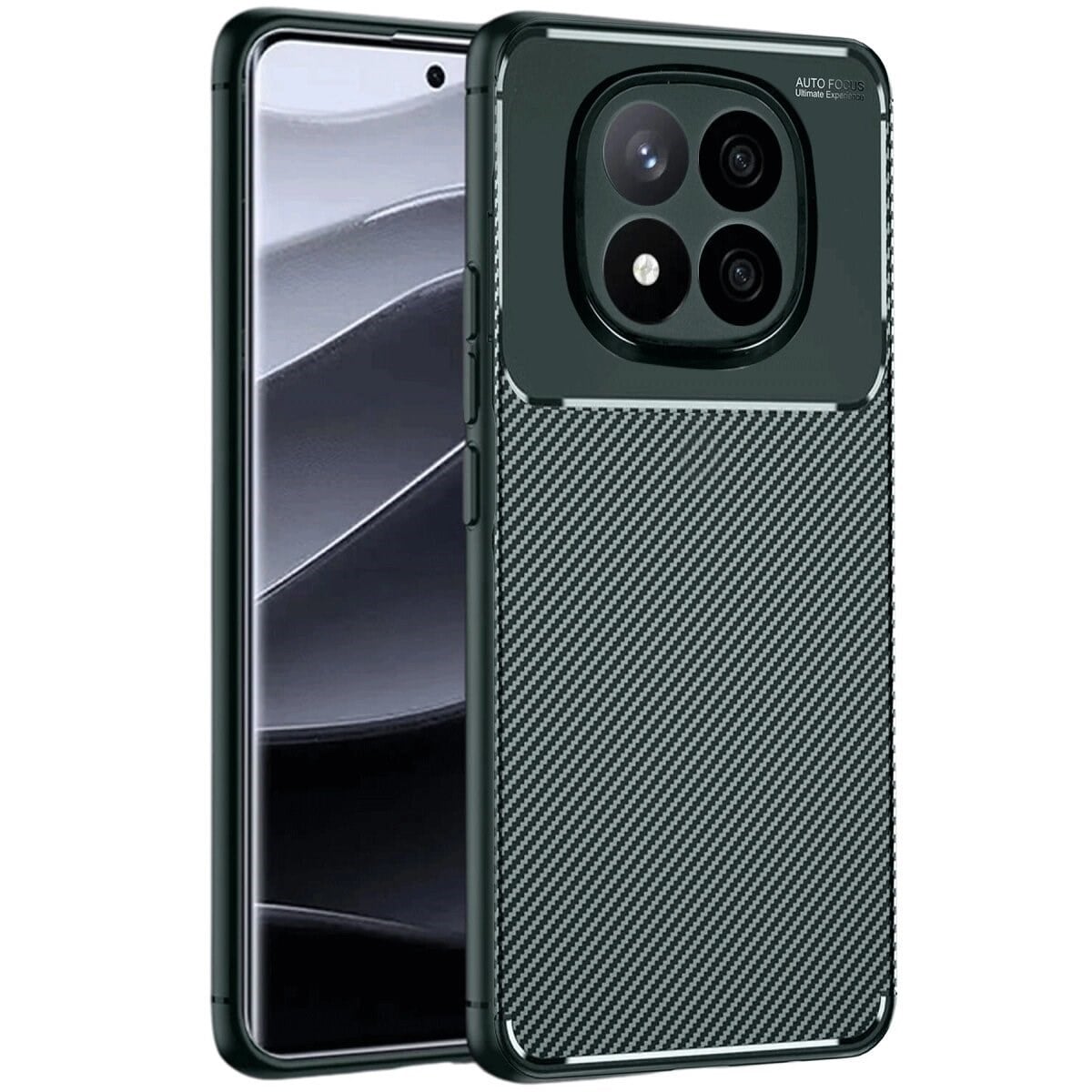 Xiaomi Redmi Note 14 Pro Plus Kılıf Auto Focus Karbon Kapak - Koyu Yeşil